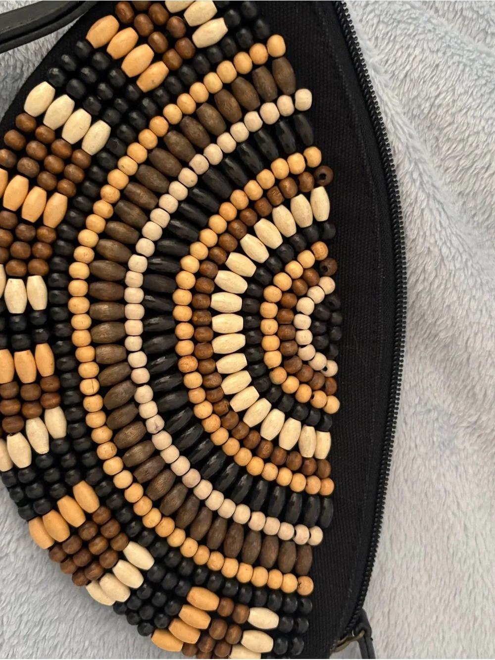 Old Navy Beaded Half-Moon Wristlet in Black, Cream, Tan, Brown